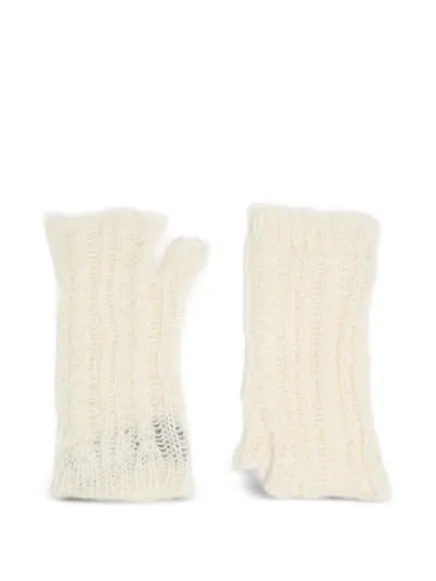 Ann Demeulemeester Cable-knit Fingerless Gloves In Neutral