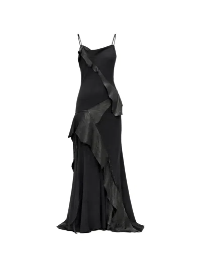 Ann Demeulemeester Cady Ruffled Maxi Dress In Black