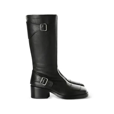 Ann Demeulemeester Calf Leather Buckle-strap Boots In Black