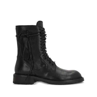 Ann Demeulemeester Calf Leather Lace-up Boots In Black