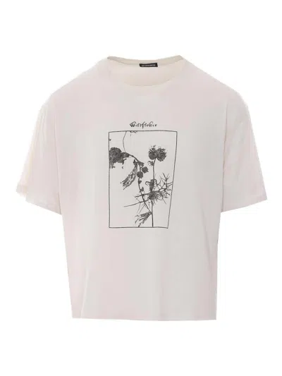 Ann Demeulemeester Ivory And Black Boxy T-shirt In White