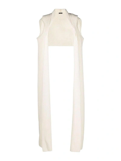 ANN DEMEULEMEESTER OFF-WHITE OPEN SLEEVELESS CARDI-COAT