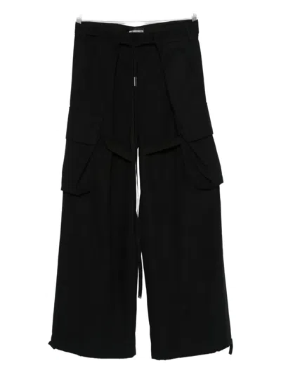 Ann Demeulemeester Cargo-pocket Drawstring Trousers In Black
