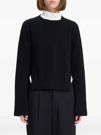 Ann Demeulemeester Cashmere Ribbed-knit Sweater In Black