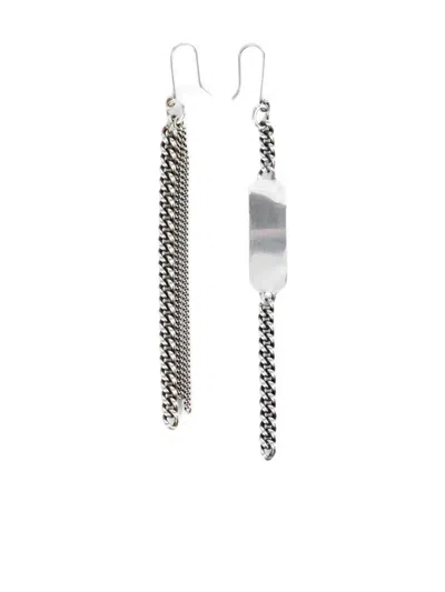 ANN DEMEULEMEESTER CHAIN RECTANGLE-PLAQUE EARRINGS
