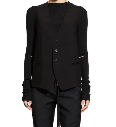 Ann Demeulemeester Charlotte Classic Waistcoat Viscose Calico In Black