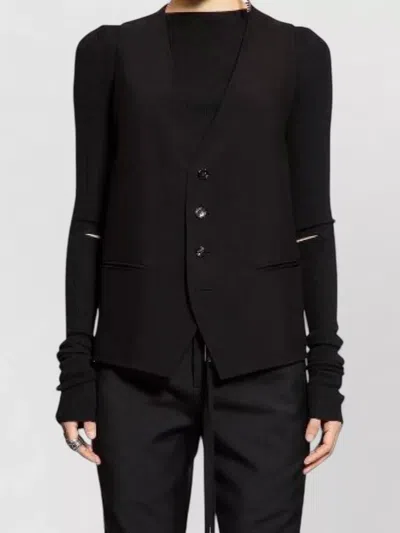 Ann Demeulemeester Charlotte Tailored Viscose Waistcoat V Neckline In Black