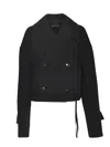 Ann Demeulemeester Double Breasted High Comfort Short Caban Bea In Black