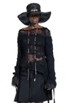 Ann Demeulemeester Cilia Off-shoulder Sweater In Ripped Sheer Knit In Black
