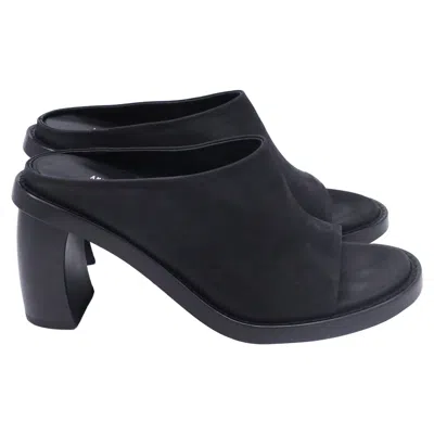 Ann Demeulemeester Clara Slide Sandal Heels In Black Calf Leather