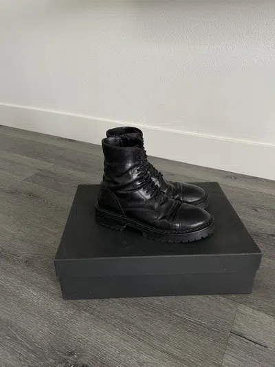 Pre-owned Ann Demeulemeester Combat Lace Up Boots In Black