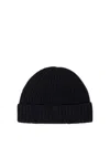 Ann Demeulemeester Corina Cashmere Beanie Folded Cuff Ribbed In Negro