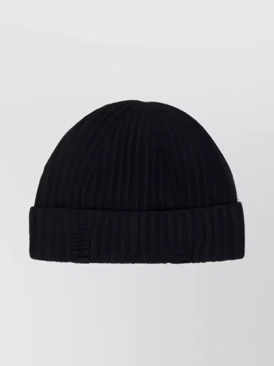 Ann Demeulemeester Corina Cashmere Beanie Folded Cuff Ribbed In Negro