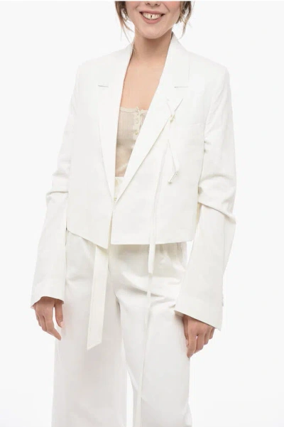 ANN DEMEULEMEESTER COTTON CROPPED FIT INGE BLAZER WITH NOTCH LAPEL