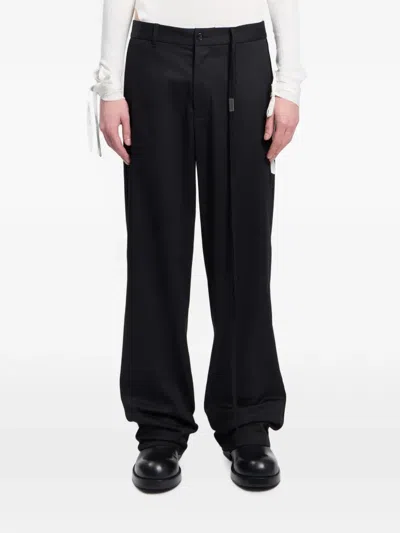 Ann Demeulemeester Cotton-drill Straight-leg Trousers In Black