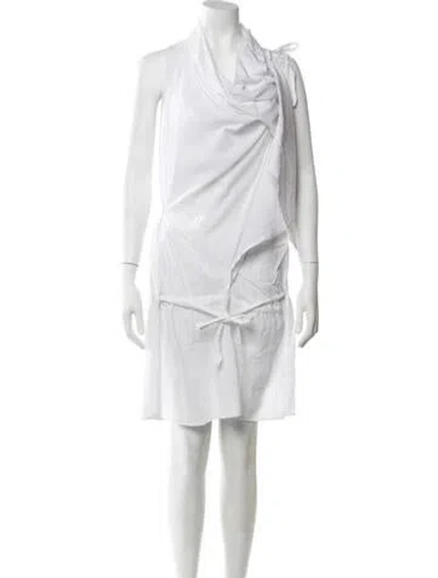 Pre-owned Ann Demeulemeester Cowl Neck Mini Dress In White