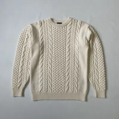 Pre-owned Ann Demeulemeester Cream ‘aran' Cable Knit Sweater In White