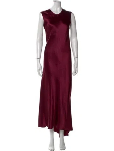 Pre-owned Ann Demeulemeester Crew Neck Long Dress In Burgundy