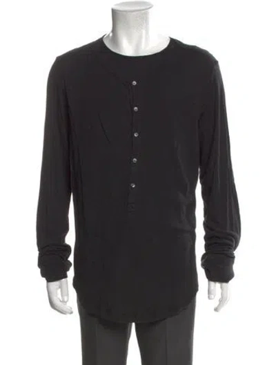 Pre-owned Ann Demeulemeester Crew Neck Long Sleeve Henley W/ Tags In Black