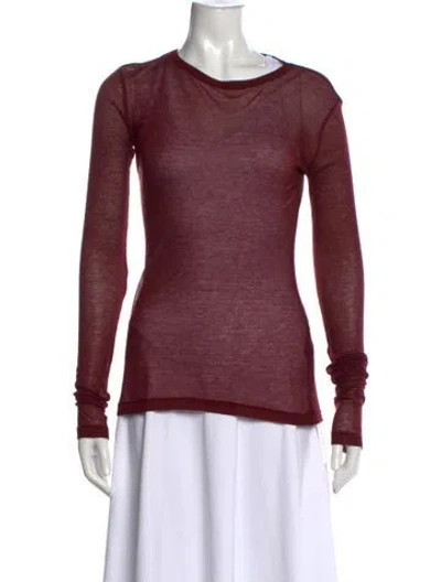 Pre-owned Ann Demeulemeester Crew Neck Long Sleeve Top In Burgundy