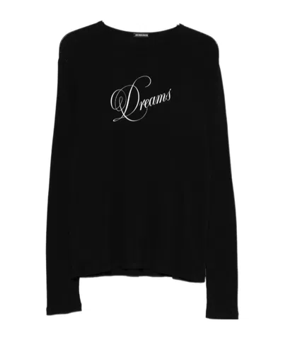Ann Demeulemeester Crew Neck Long-sleeved Knitwear In Black