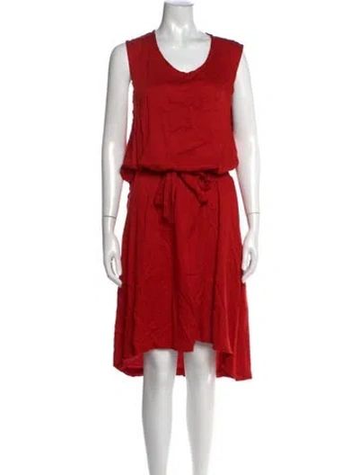 Pre-owned Ann Demeulemeester Crew Neck Midi Length Dress In Red