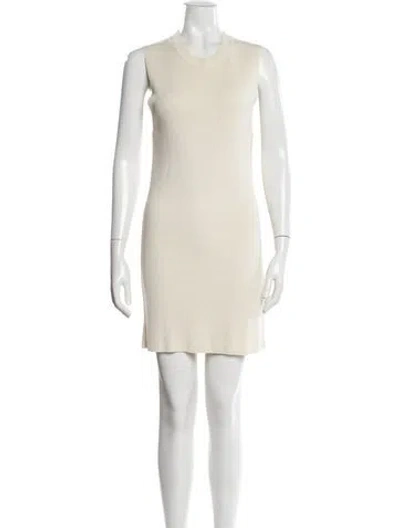 Pre-owned Ann Demeulemeester Crew Neck Mini Dress In Neutral