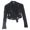 Ann Demeulemeester Cropped Double-breasted Jacket In Black Wool In Animal Print