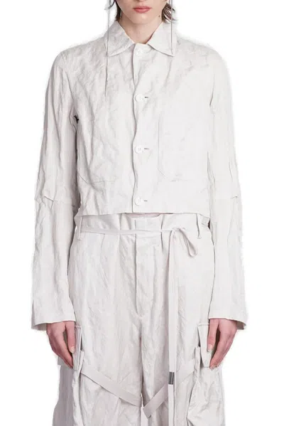 Ann Demeulemeester Crumpled Effect Jacket In White