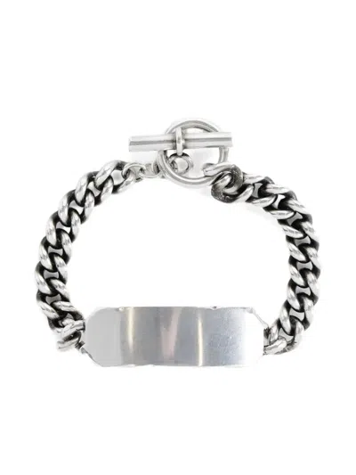 ANN DEMEULEMEESTER CURB-CHAIN SILVER-PLAQUE BRACELET