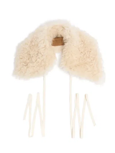 Ann Demeulemeester Curled Shearling Collar Scarf In Transparent