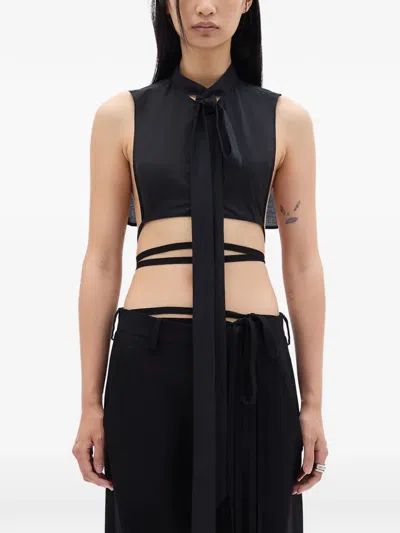 Ann Demeulemeester Cyra Detachable-foulard Top In Black