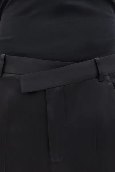 Ann Demeulemeester Cyrus Asymmetric Waistband Wide Leg Trouser In Brown