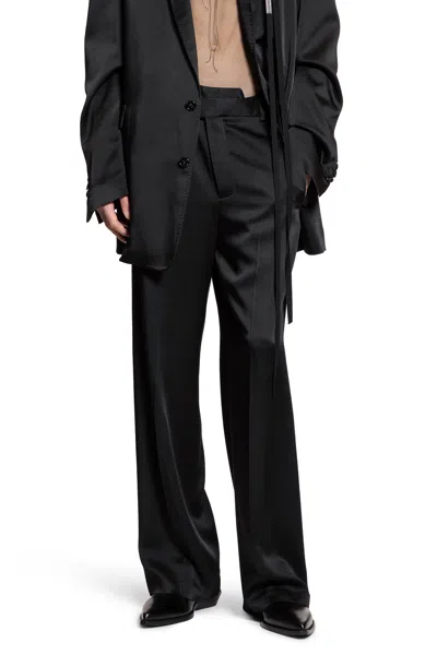 ANN DEMEULEMEESTER CYRUS CADY SATIN WIDE LEG TROUSERS