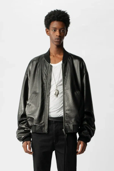 Ann Demeulemeester Daan High Comfort Bomber Leather In Black