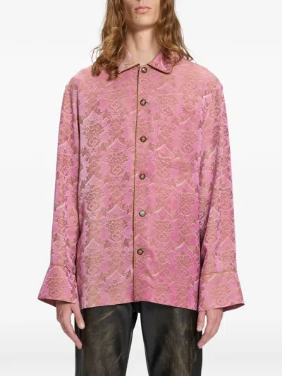 Ann Demeulemeester Damon Damask-jacquard Shirt In Pink