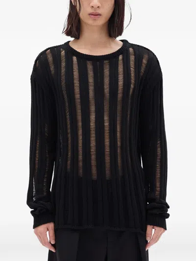 Ann Demeulemeester Danial Ladder Stitch Oversize Sweater Black