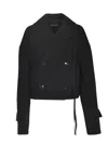 Ann Demeulemeester Double Breasted High Comfort Short Caban Bea In Black