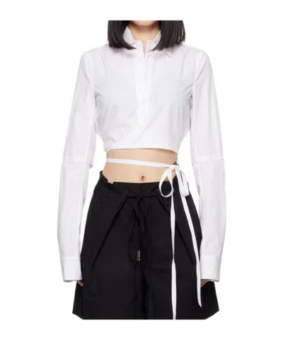 Ann Demeulemeester White Dea Cropped Shirt In 001 White