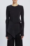 Ann Demeulemeester Deana Long Sleeve Asymmetric Top In Black