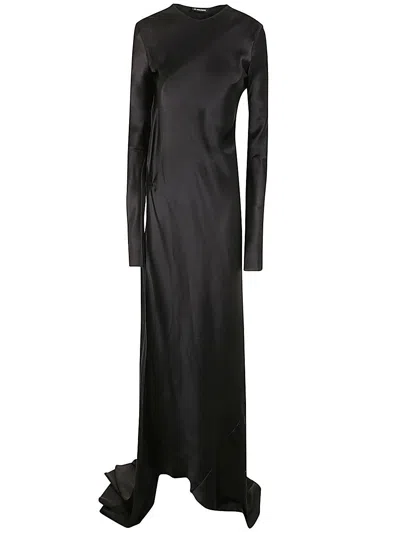 Ann Demeulemeester Jesse Long Sleeve X-long Flared Dress In Black