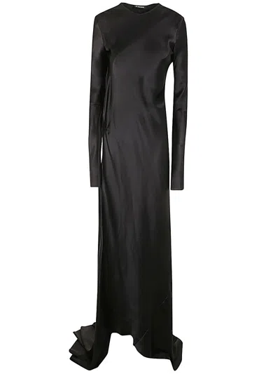Ann Demeulemeester Jesse Long Sleeve X-long Flared Dress In Black  