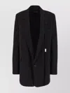 Ann Demeulemeester Denim Blazer With Notched Lapel And Flap Pockets In Black
