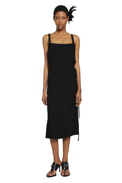 Ann Demeulemeester Desi Apron Wrap Midi Dress In Black