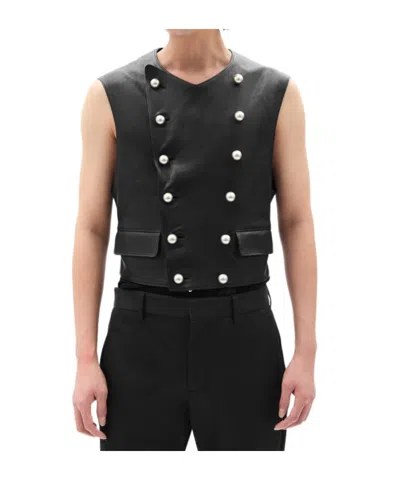 Ann Demeulemeester Dino Double Breasted Waistcoat In Black