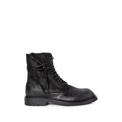 Ann Demeulemeester Distressed Calf Suede Boot In Black