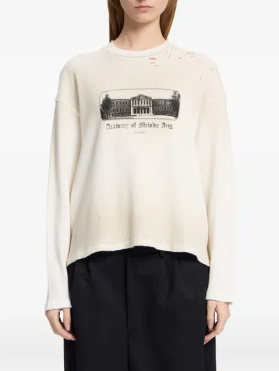 Ann Demeulemeester Distressed Long-sleeve T-shirt In Neutral