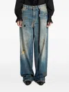 Ann Demeulemeester Distressed Script-print Jeans In Blue