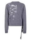 Ann Demeulemeester Gabriela Destroyed Seed Stitch Crew Neck Sweater Wi In Blue