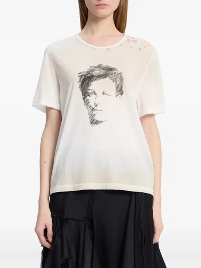 Ann Demeulemeester Distressed T-shirt In White